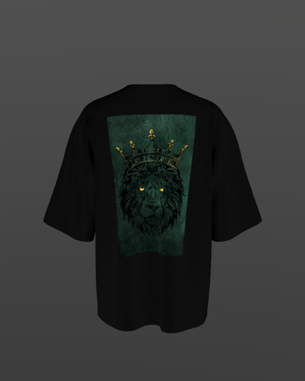 Lion with Crown oversized Premium T shirt Black & White