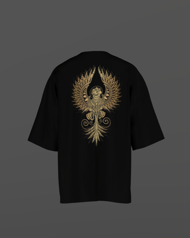 Golden Phoenix Oversized Black Premium T Shirt